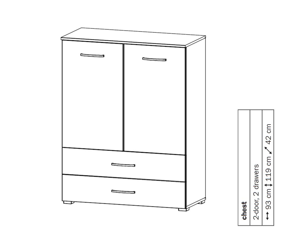 Rauch Aditio 2 Door 2 Drawer Chest with Artisan Oak Front