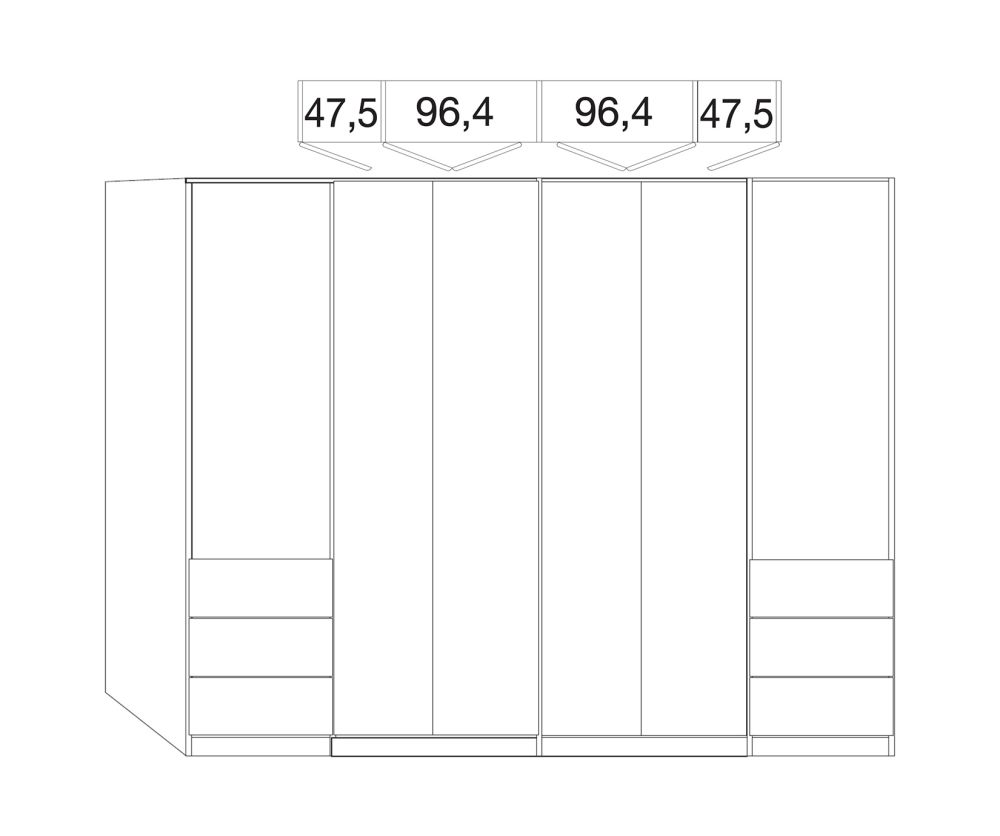 Wiemann Kansas 6 Door 6 Drawer Wardrobe with Havana Glass Front - W 300cm