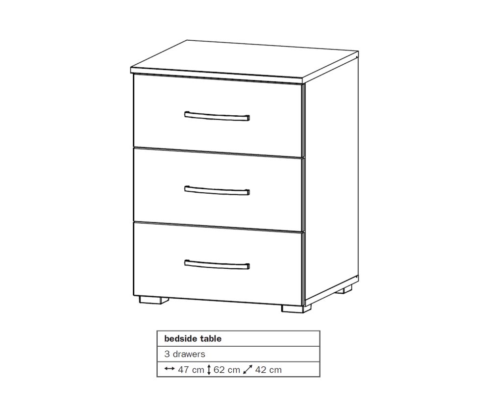 Rauch Aditio 3 Drawer Bedside Table and Artisan Oak Front