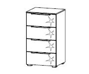 Rauch Zenaya Silk Grey Carcase with White High Gloss Front 4 Drawer Chest