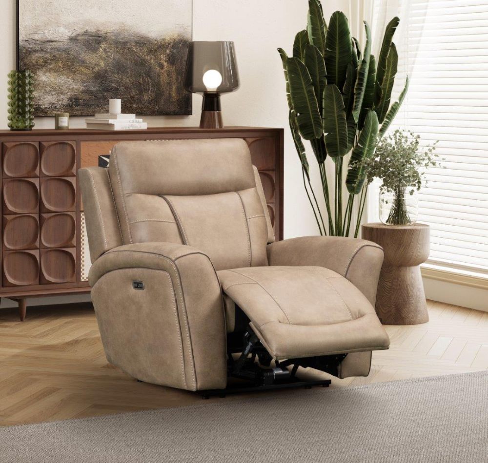 Nico Sand Fabric Power Recliner 3+1+1 Sofa Set