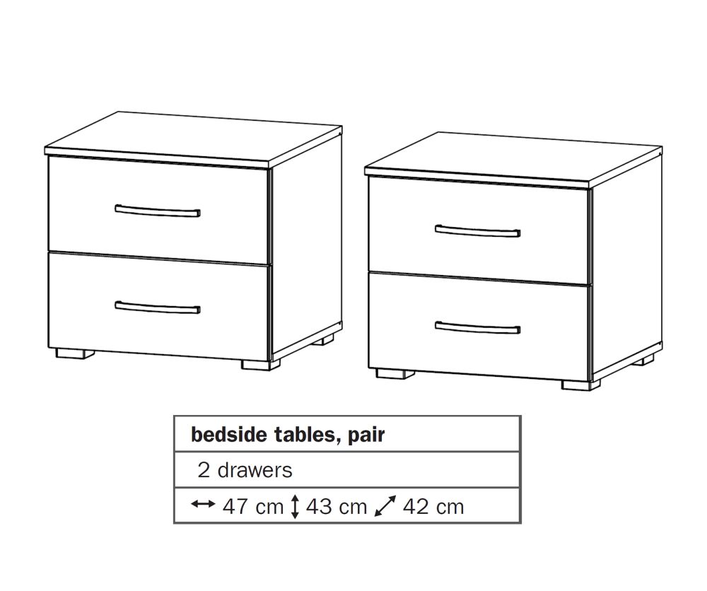 Rauch Aditio 2 Drawer Bedside Table with Sonoma Oak Front