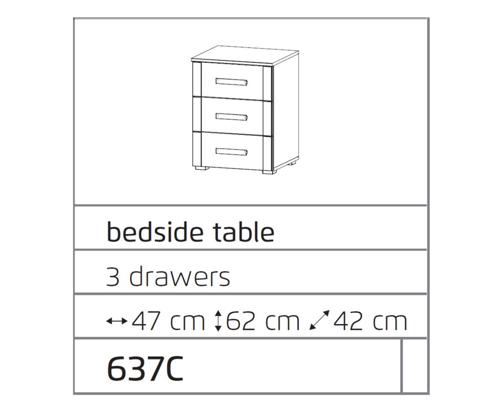Rauch Rivera Sonoma Oak 3 Drawer Bedside Table