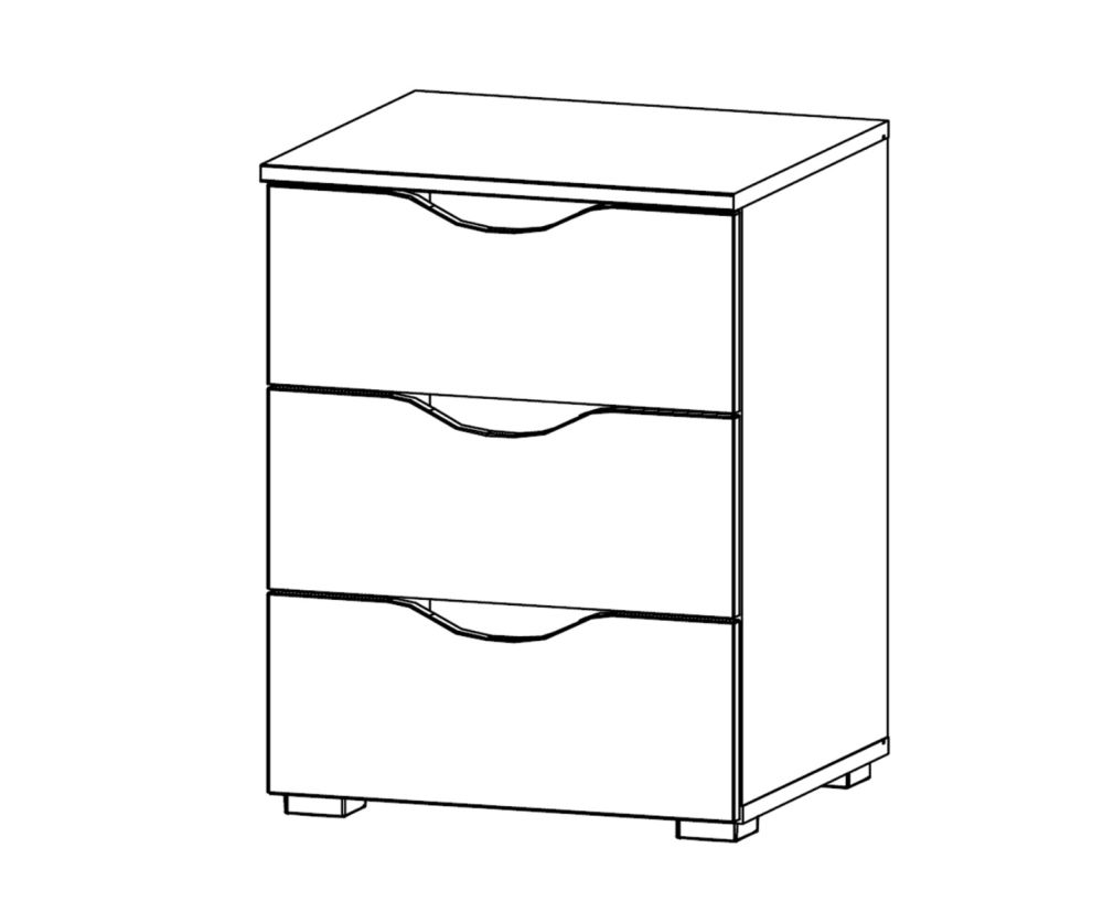 Rauch Arnstein Metallic Grey Carcase with White Front 3 Drawer Bedside Cabinet