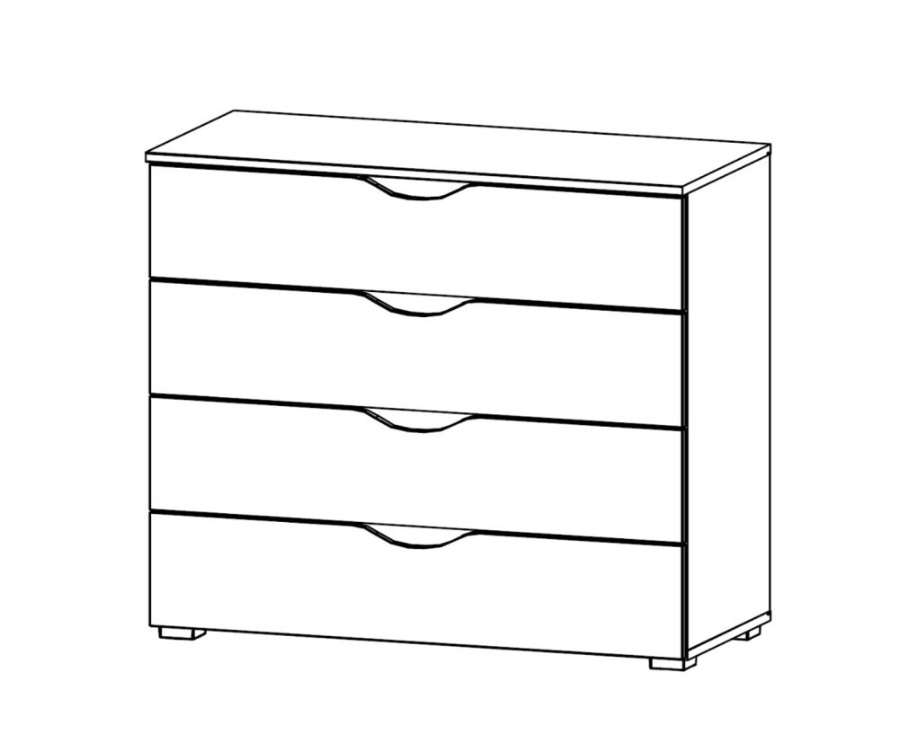 Rauch Arnstein Sonoma Oak Colour Carcase with White Front wide 4 Drawer Chest