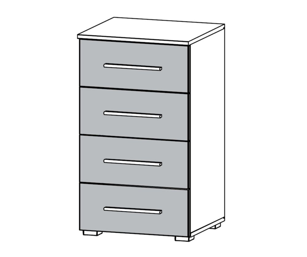 Rauch Alvor Alpine White Carcase with Metallic Grey Front 4 Drawer Chest