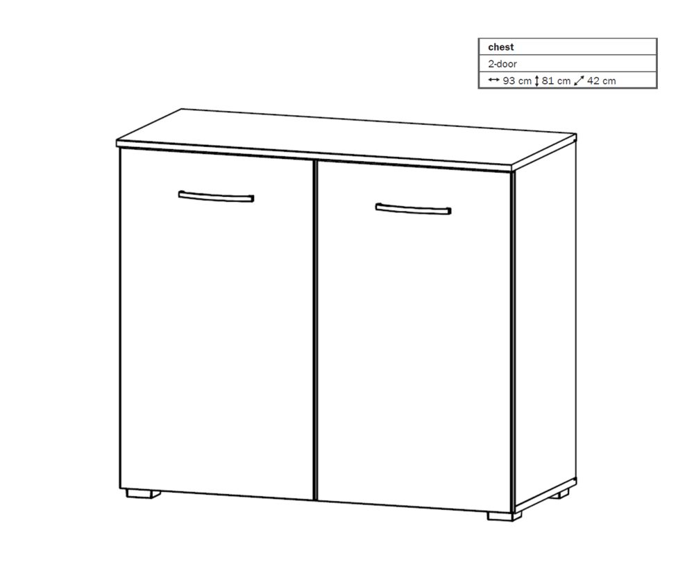 Rauch Aditio 2 Door Chest with Sonoma Oak Front - H 81cm