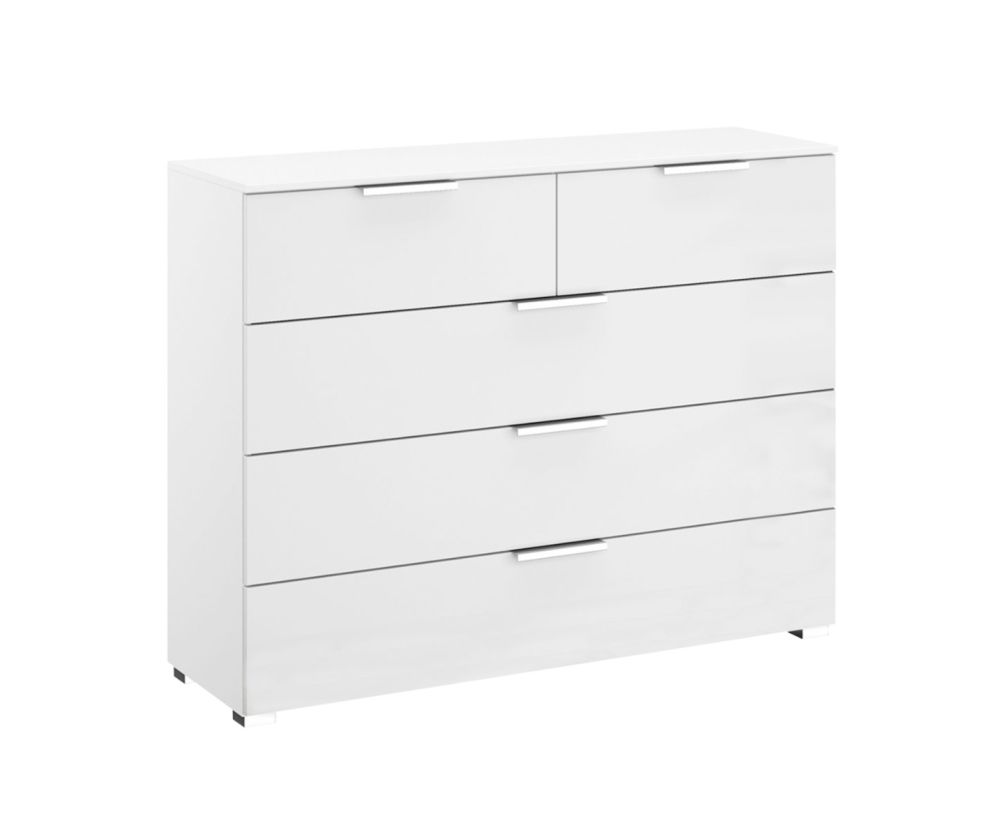 Rauch Texas Sonoma Oak Carcase with Alpine White Front 5 Drawer Chest