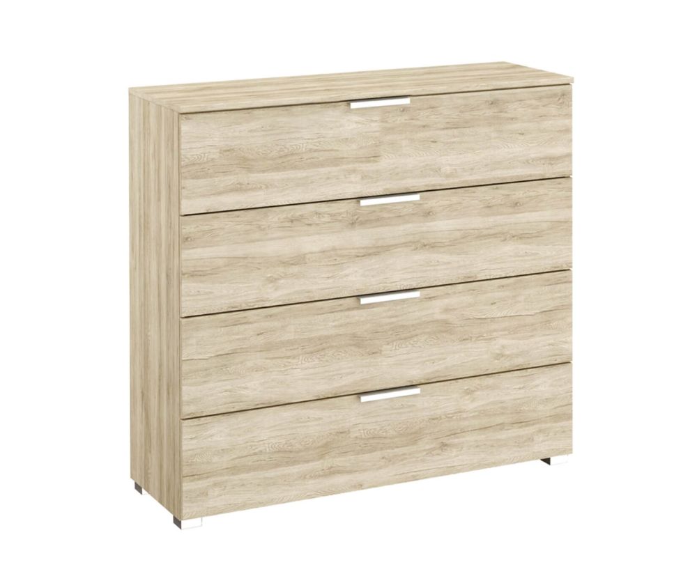 Rauch Texas Sonoma Oak Carcase with Alpine White Front Wide 4 Drawer Chest