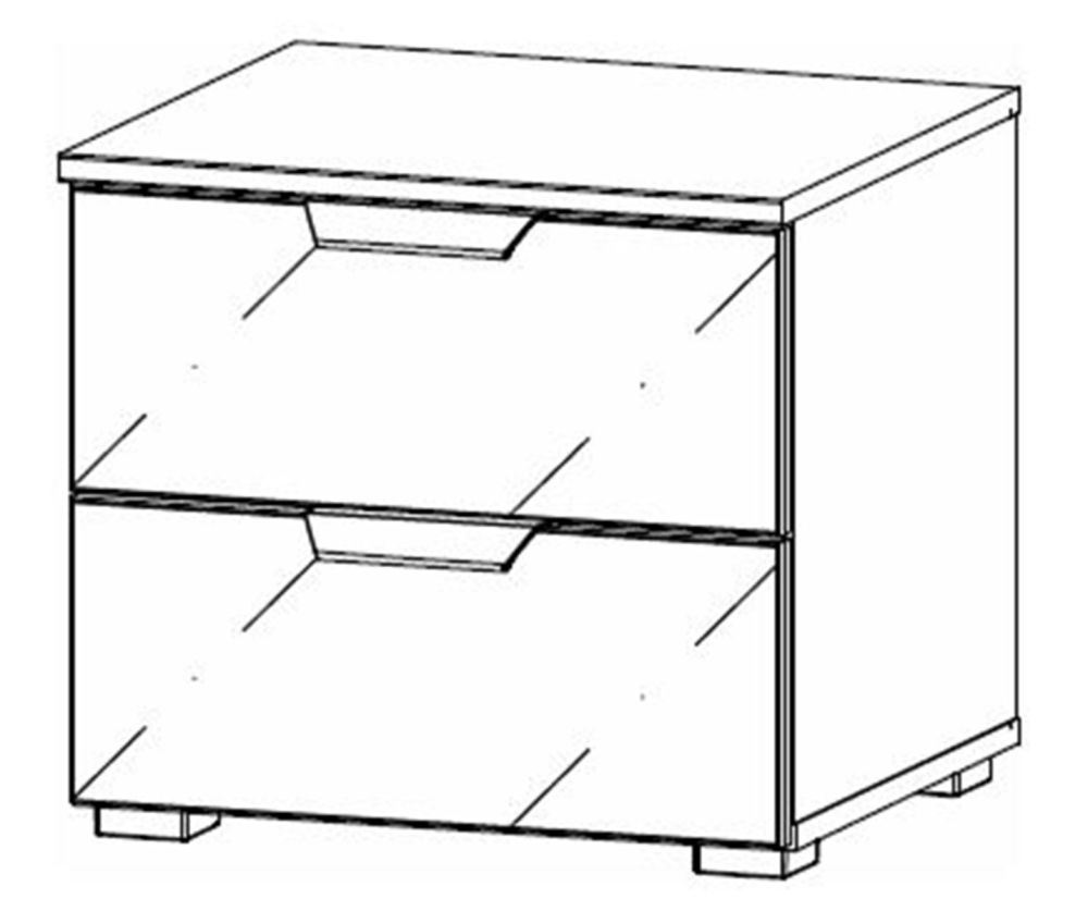 Rauch Artemis Artisan Oak Carcase and Basalt Glass Front 2 Drawer Bedside Table