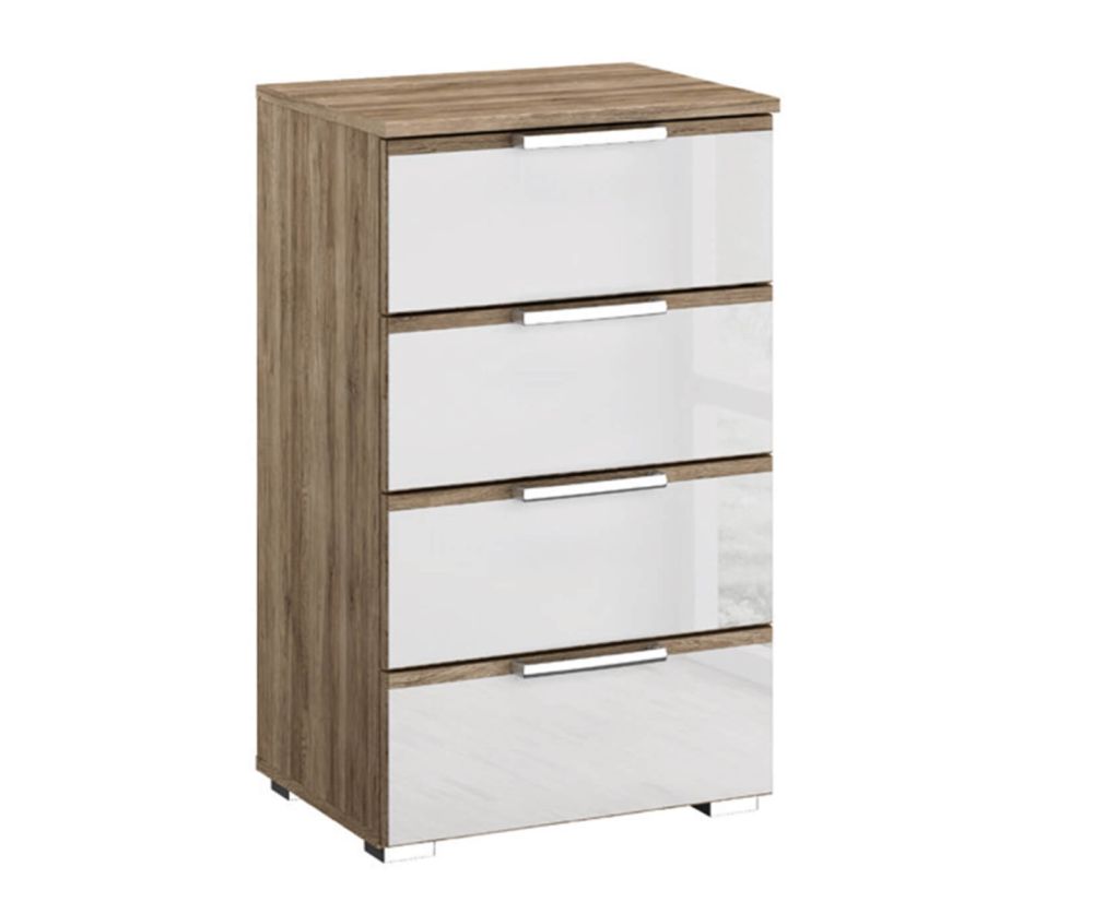 Rauch Terano Sonoma Oak with Basalt Glass Overlay 4 Drawer Chest