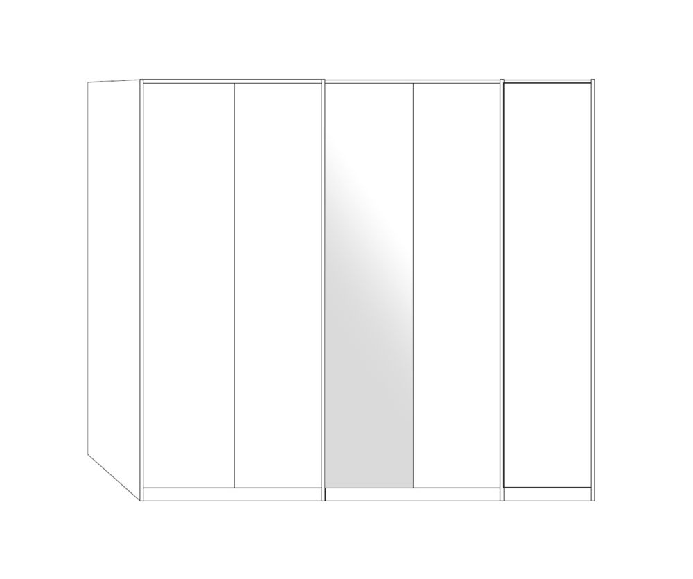 Wiemann All-In Pebble Grey 5 Door Wardrobe with 1 White Glass Door