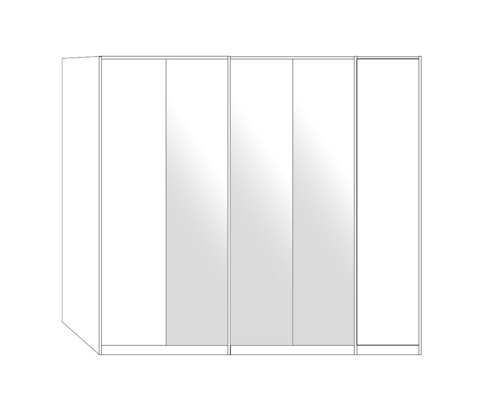 Wiemann All-In Pebble Grey 5 Door Wardrobe with 3 White Glass Door