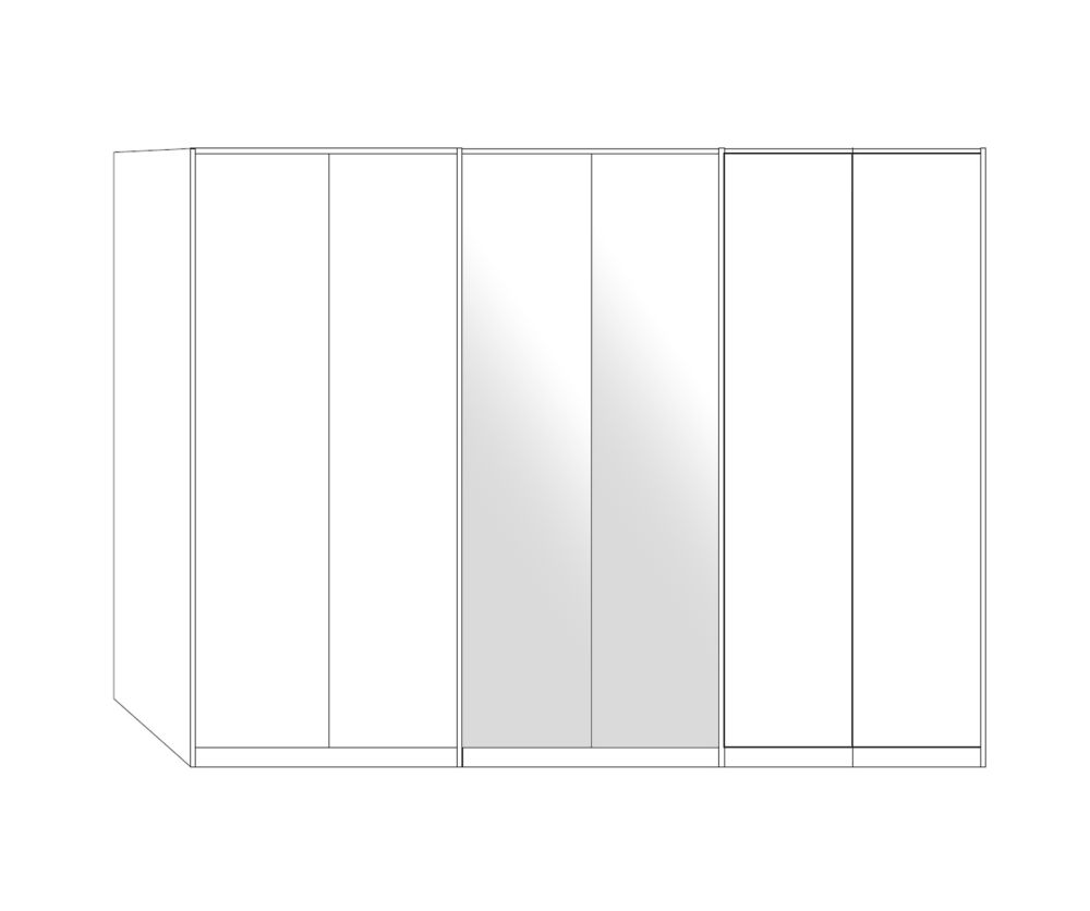 Wiemann All-In Pebble Grey 6 Door Wardrobe with 2 White Glass Door