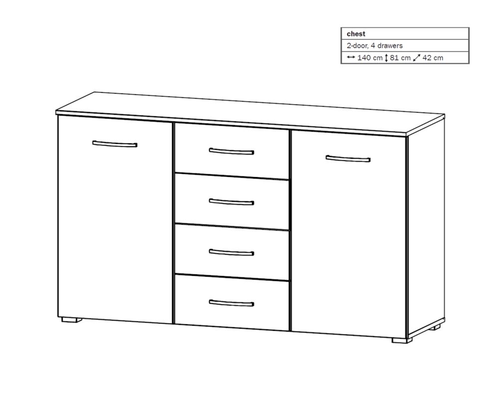 Rauch Aditio 2 Door 4 Drawer Chest with  Artisan Oak Front