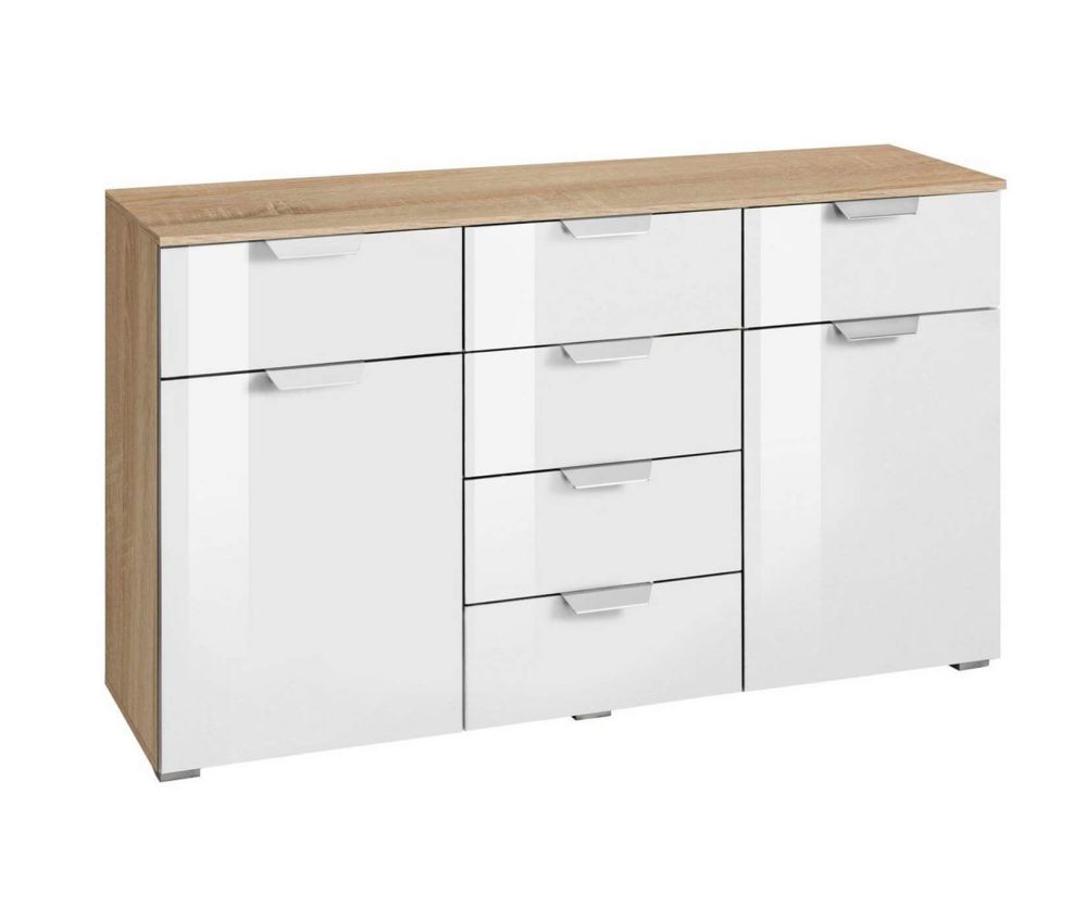 Rauch Aditio 2 Door 6 Drawer Chest with High Polish White Front