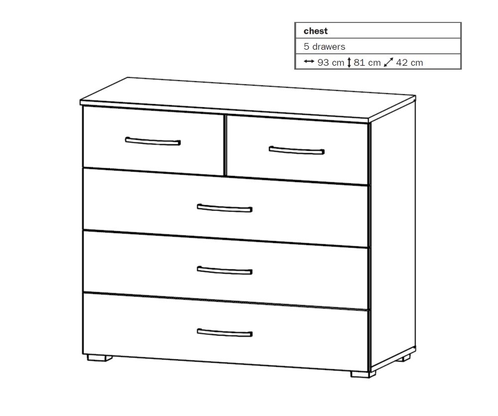Rauch Aditio 5 Drawer Chest with Glass Basalt Front