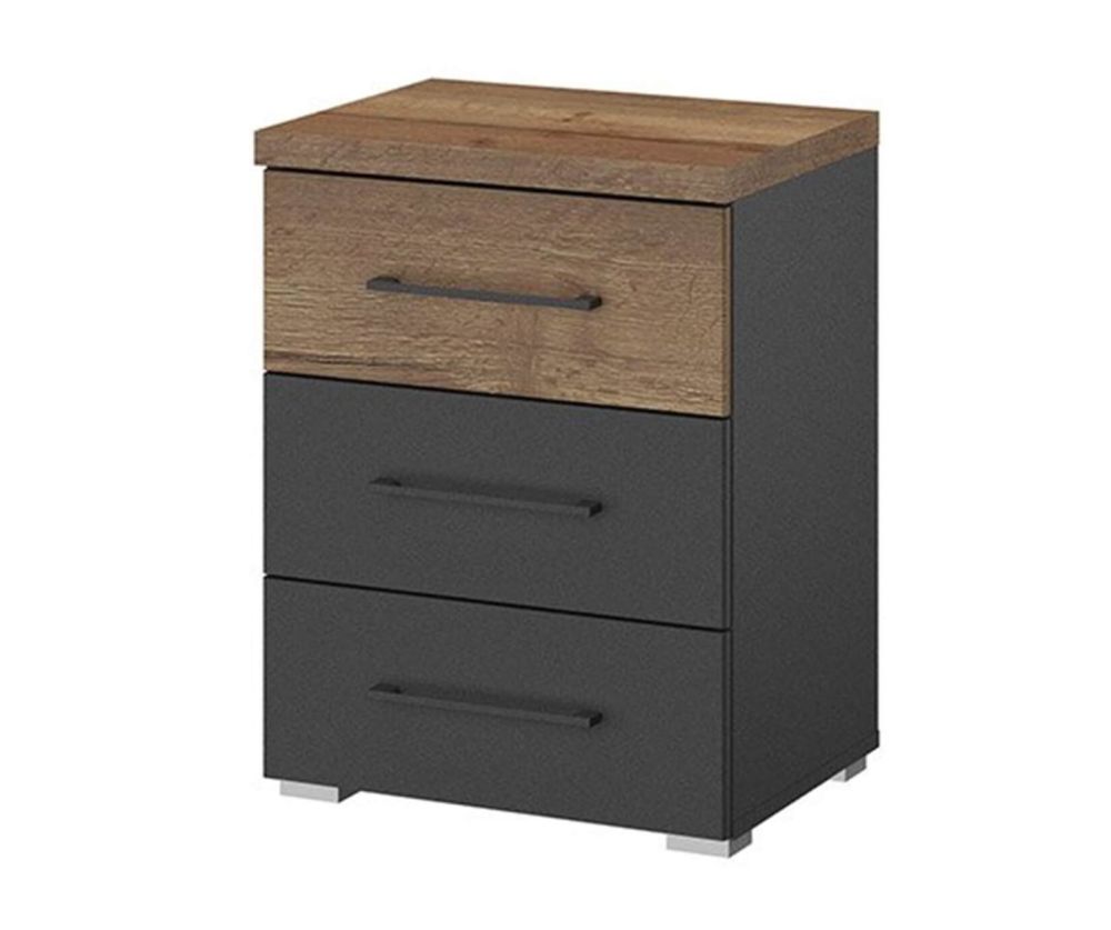 Rauch Winnipeg Metallic Grey 3 Drawer Bedside Table
