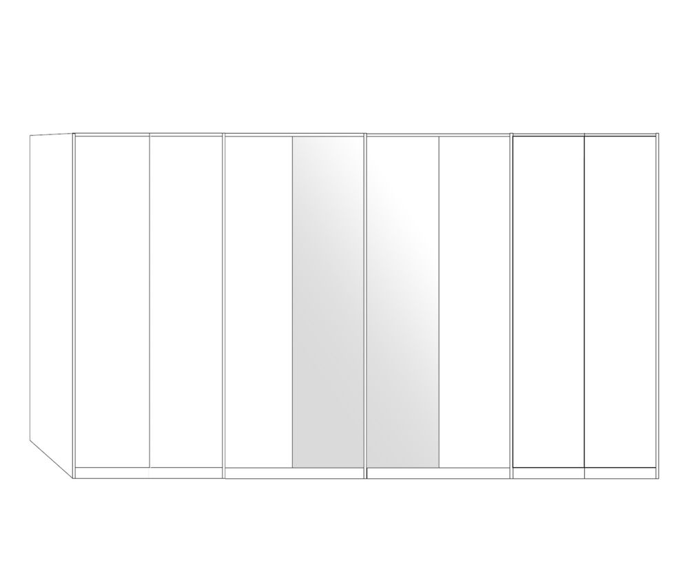 Wiemann All-In Pebble Grey 8 Door Wardrobe with 2 White Glass Door