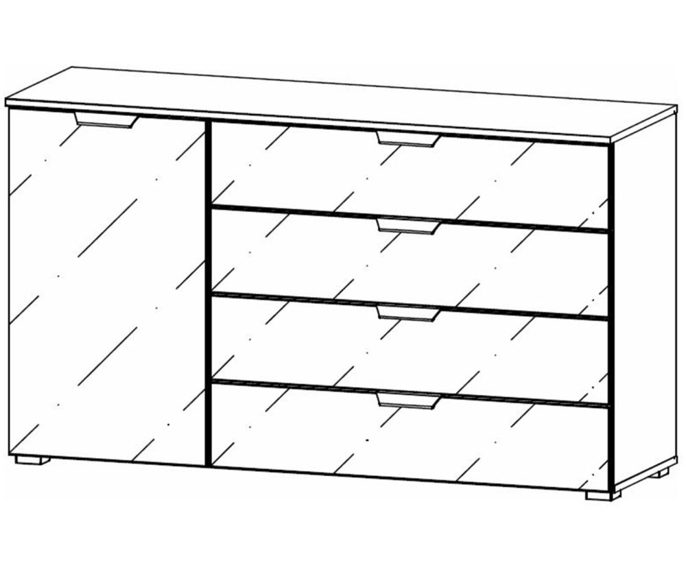 Rauch Artemis Alpine White Carcase and Champagne Glass Front 1 Door 4 Drawer Chest