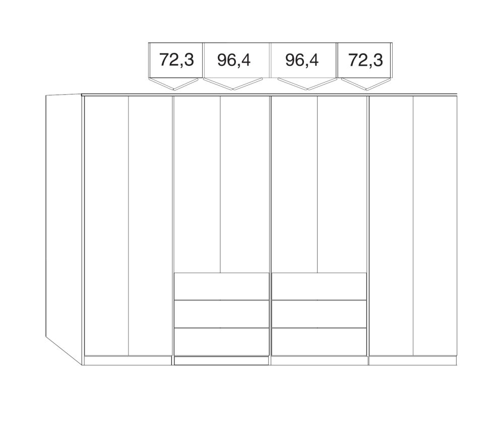 Wiemann Kansas 8 Door 6 Drawer Wardrobe with White Glass Front