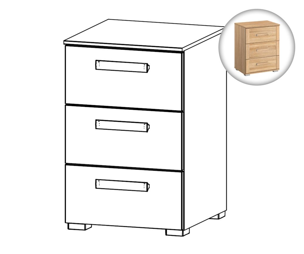 Rauch Rivera Alpine White 3 Drawer Bedside Table- W 40cm