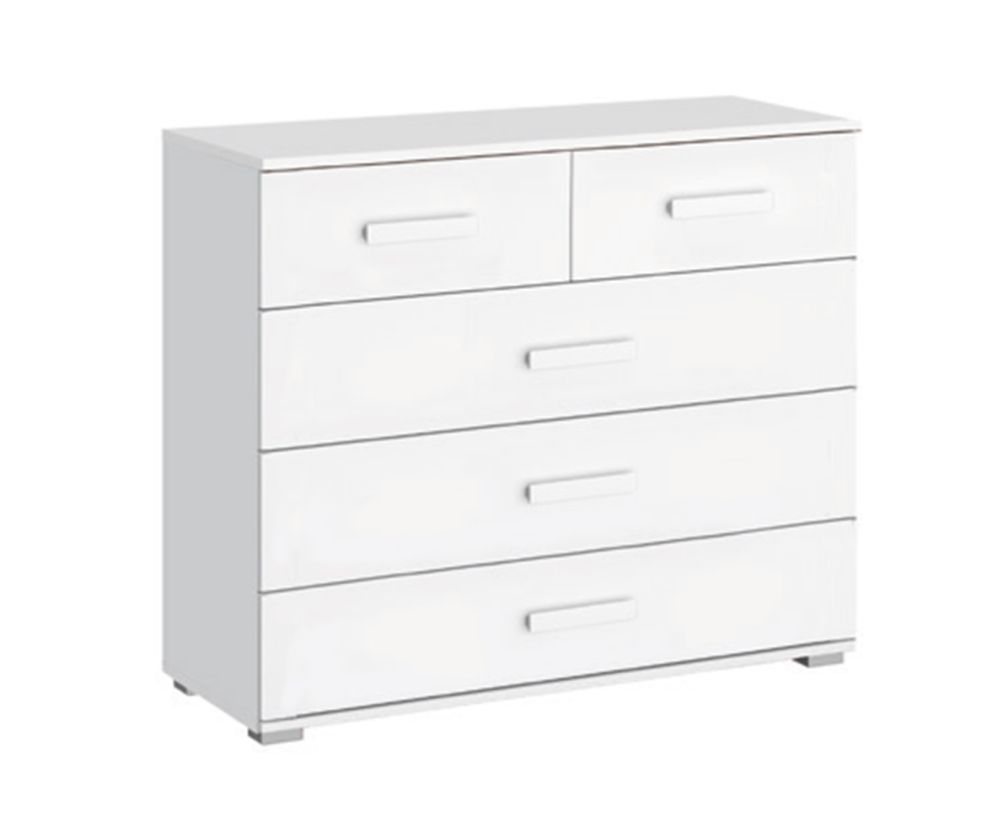 Rauch Rivera Alpine White 5 Drawer Chest- W 80cm