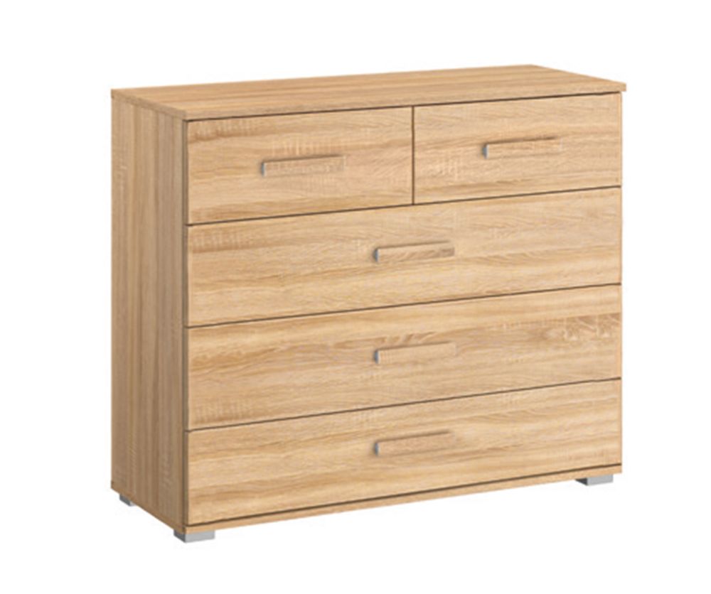 Rauch Rivera Sonoma Oak 5 Drawer Chest- W 80cm