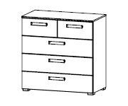 Rauch Rivera Alpine White 5 Drawer Chest- W 80cm