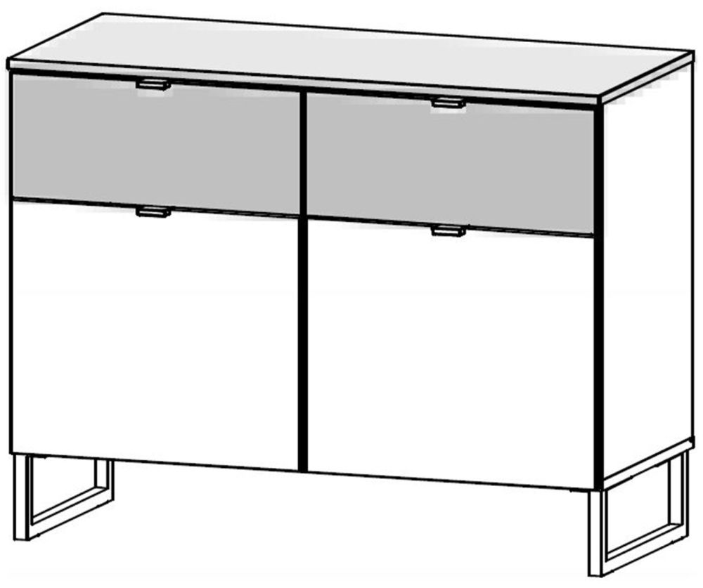 Rauch Wingout Alpine White Carcase 2 Door 2 Drawer Chest
