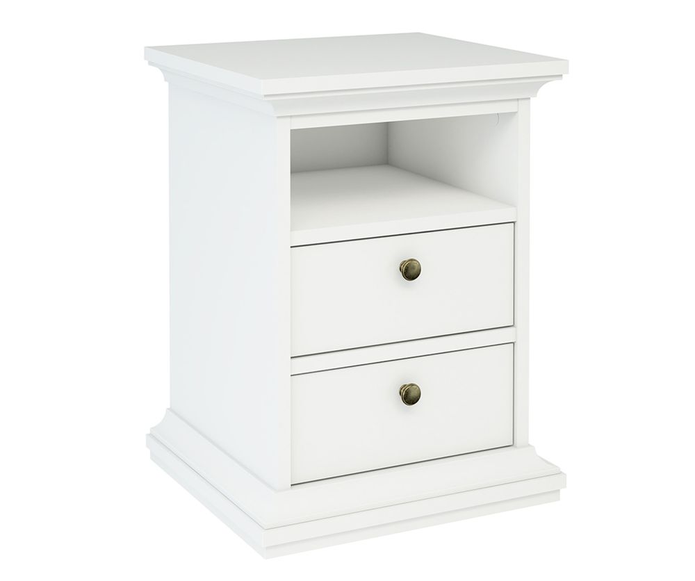 FTG Paris White 2 Drawer Bedside Table