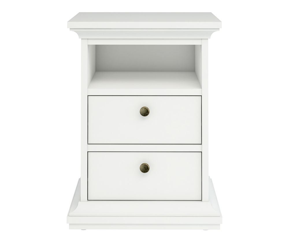 FTG Paris White 2 Drawer Bedside Table