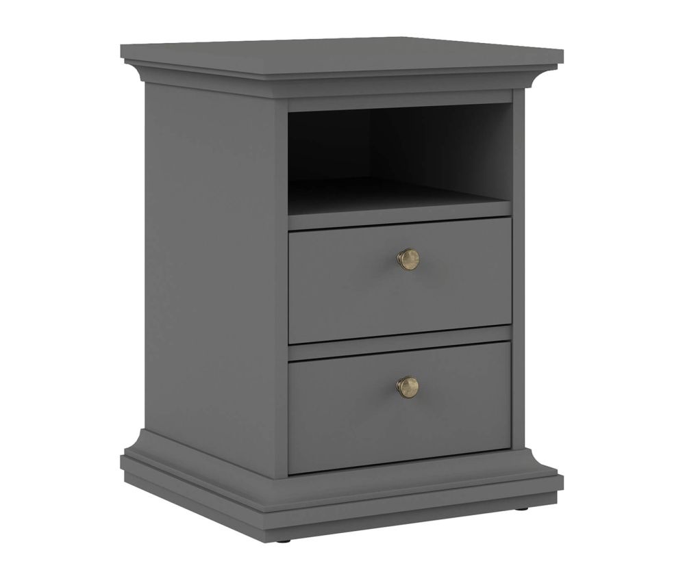 FTG Paris Matt Grey 2 Drawer Bedside Table