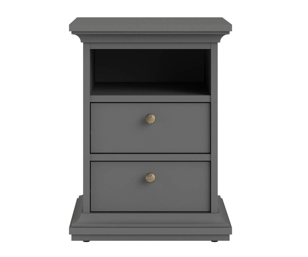 FTG Paris Matt Grey 2 Drawer Bedside Table