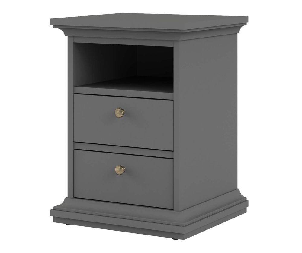 FTG Paris Matt Grey 2 Drawer Bedside Table