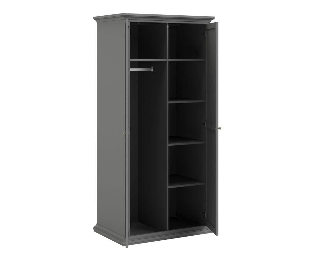 FTG Paris Matt Grey 2 Door Wardrobe