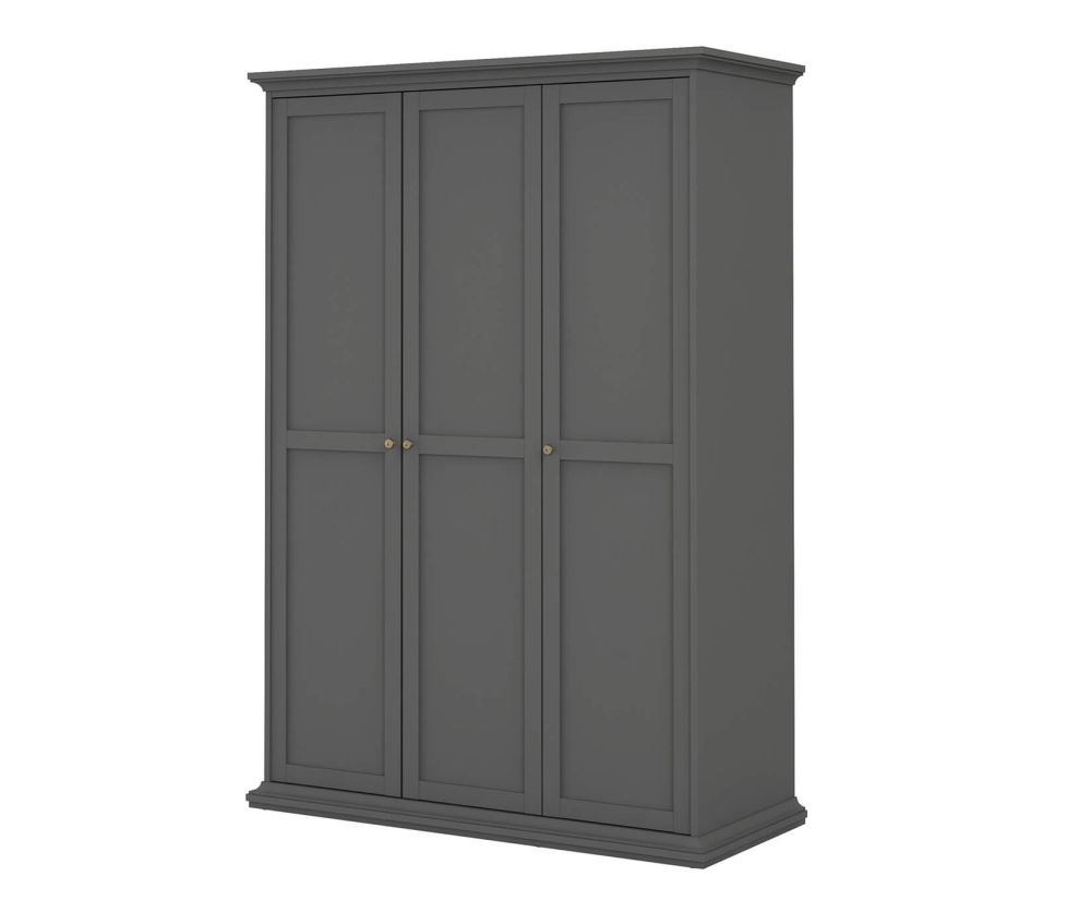 FTG Paris Matt Grey 3 Door Wardrobe