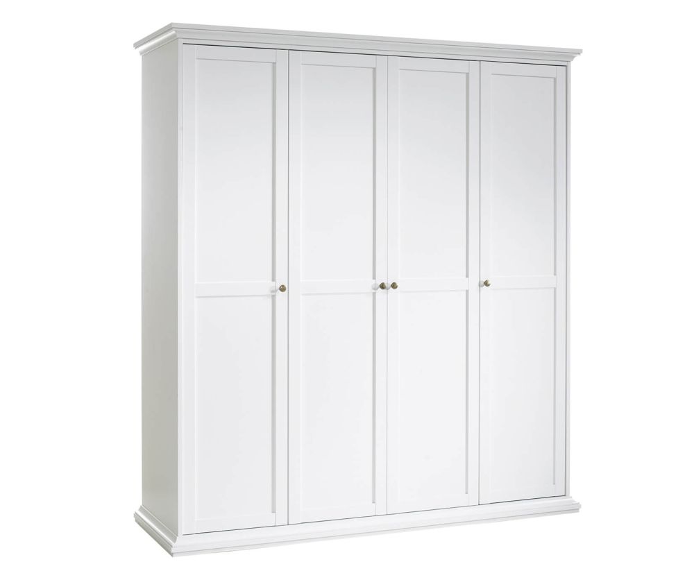 FTG Paris White 4 Door Wardrobe