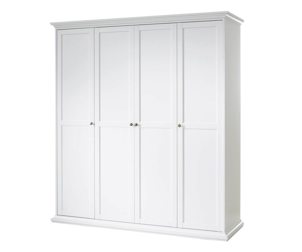 FTG Paris White 4 Door Wardrobe