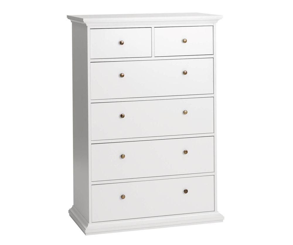 FTG Paris White 6 Drawer Chest