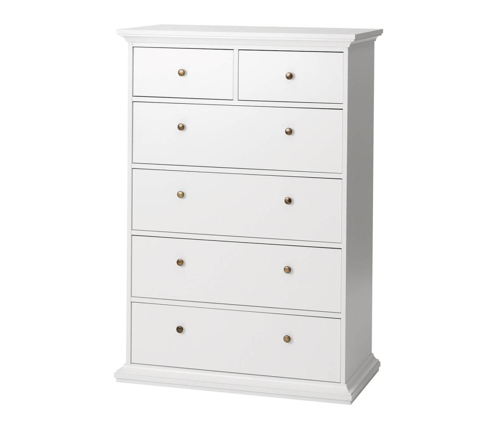 FTG Paris White 6 Drawer Chest