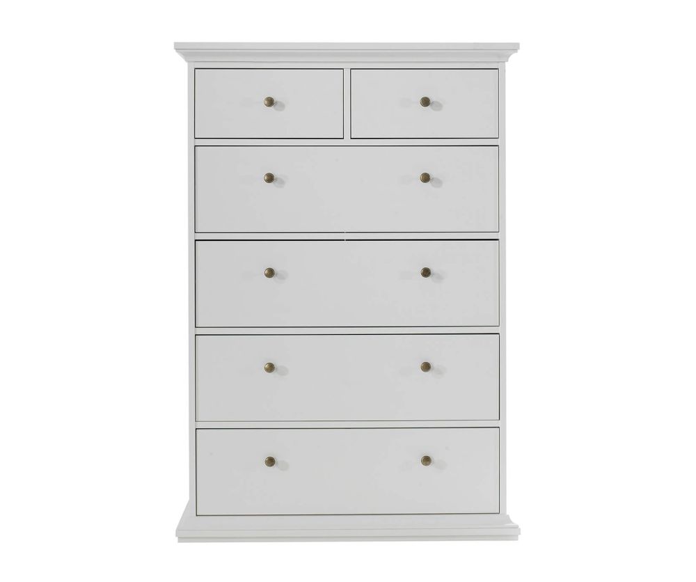 FTG Paris White 6 Drawer Chest