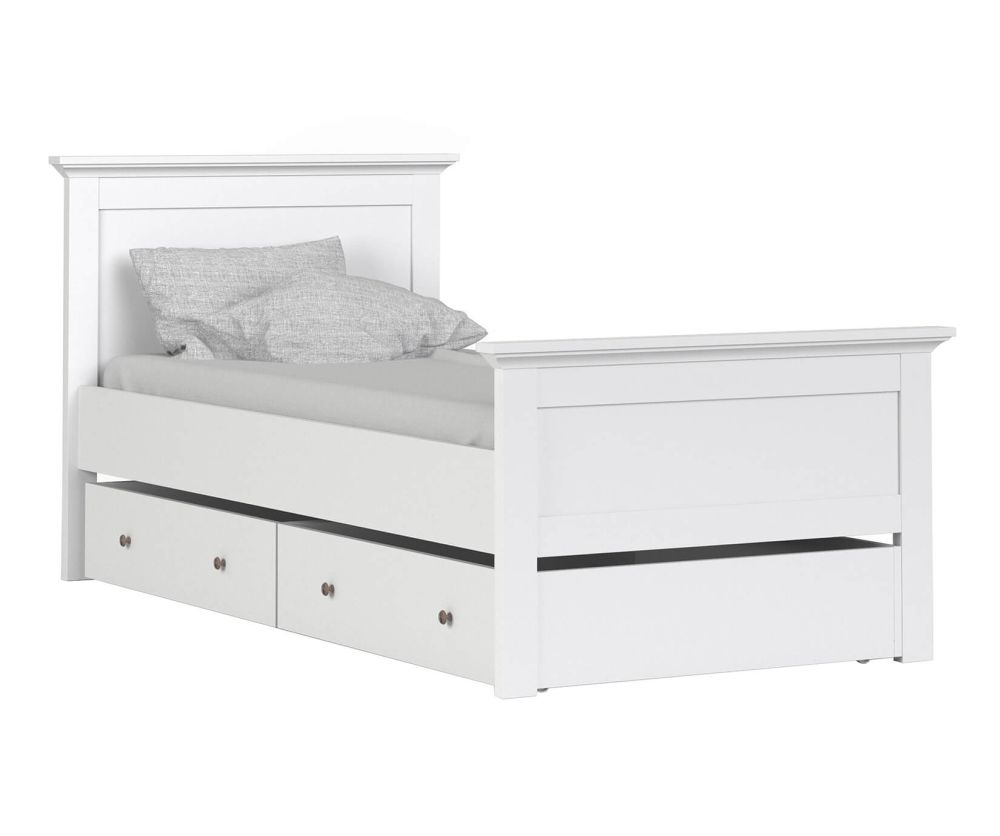 FTG Paris White Underbed Storage Drawer for Single Bed