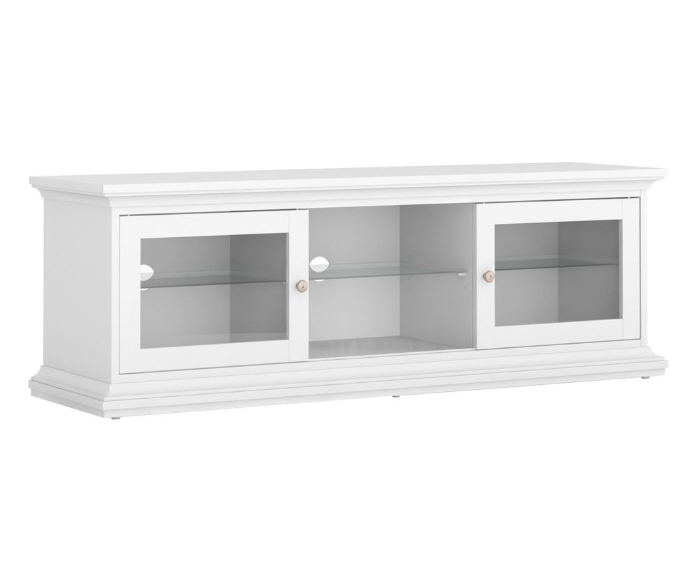 FTG Paris White Wide 2 Doors 1 Shelf TV Unit