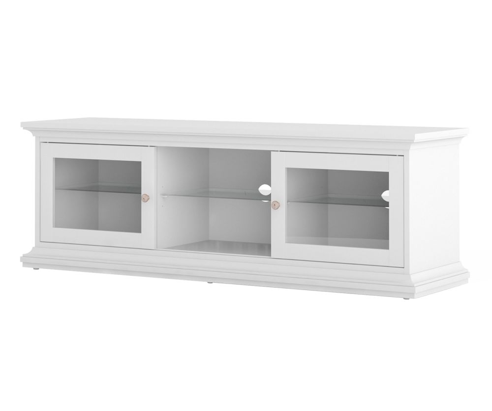 FTG Paris White Wide 2 Doors 1 Shelf TV Unit