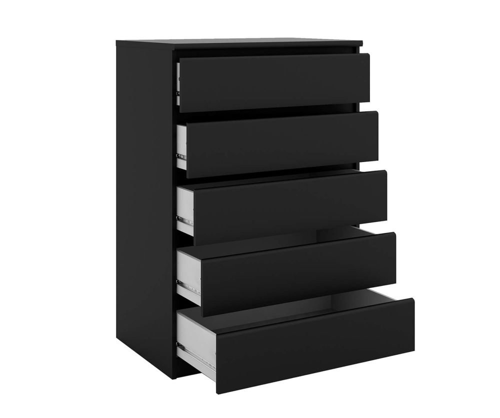 FTG Naia Black Matt 5 Drawer Chest