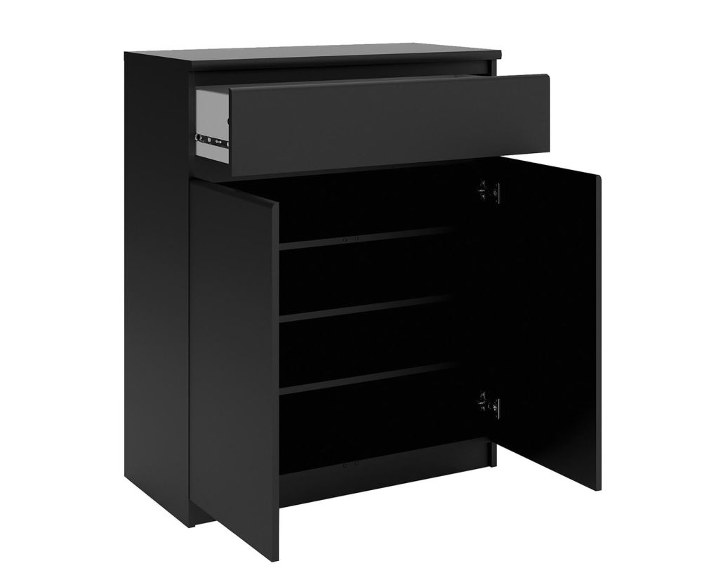 FTG Naia Black Matt 1 Drawer 2 Doors Sideboard