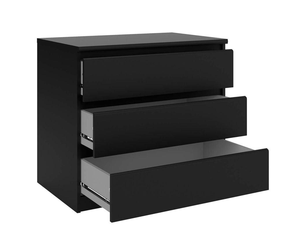 FTG Naia Black Matt 3 Drawer Chest