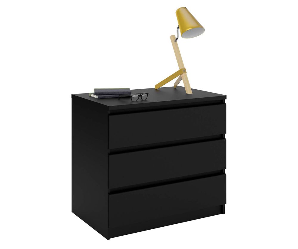 FTG Naia Black Matt 3 Drawer Chest