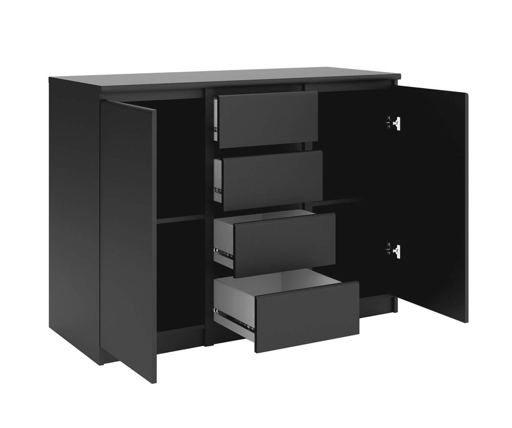 FTG Naia Black Matt 4 Drawer 2 Door Sideboard